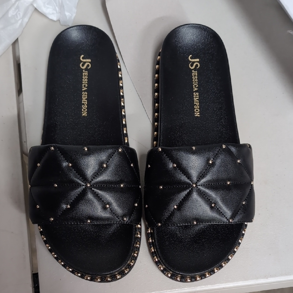 Jessica Simpson Black Quilted Studded Sandals